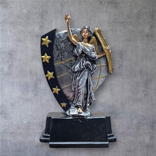 eberin Pokal Damen 15 cm - Resin Siegerfigur mit Lorbeer & Gravur - Gold | Ehrenpreis für Frauen und Mädchen, ideal als Sportpokal, Auszeichnung oder Geschenk für Wettbewerbe, personalisierbar