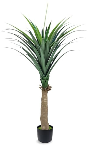 GOVIRAYE Kunstpflanzen Agavenpflanze wie echt Groß Künstlicher Pflanzen Tropische Baum im Topf Fake Plant Outdoor Wetterfest Home Balkon Sommer Garten Badezimmer Deck für Indoor Haus Büro 5FT