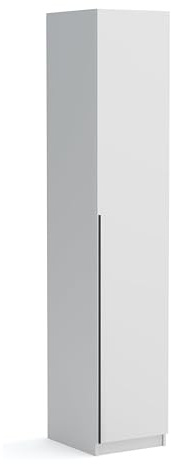 Brent - Kleiderschrank Bristol Weiß 45 cm Breite, 1-türig, Mehrzweckschrank mit Einlegeböden und/oder Kleiderstange, Aufbewahrungsschrank, Modern Metallgriffe in Schwarz