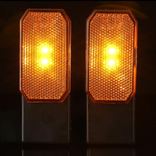 DARKGUARD 2 x Seitenmarkierungsleuchten LED für Anhänger LKW Wohnwagen 12V 24V Gelb Positionsleuchten LED mit Reflektor Wasserdicht ECE