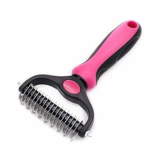 'UnterwollToll' Unterwollbürste - Unterfellbürste für Hunde & Katzen doppelseitiger Haustierhaarkamm Perfekt für den Fellwechsel (Rosa,Groß(17 * 10CM))