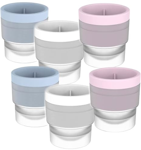 Silicone Ice Ball Mould, Large 2.4 Inch Ice Sphere Maker Moulds for Whisky, Cocktails and Soft Drinks, Leakproof Stackable Ice Cube Trays for Freezer, Space Saving Design (6PCS)