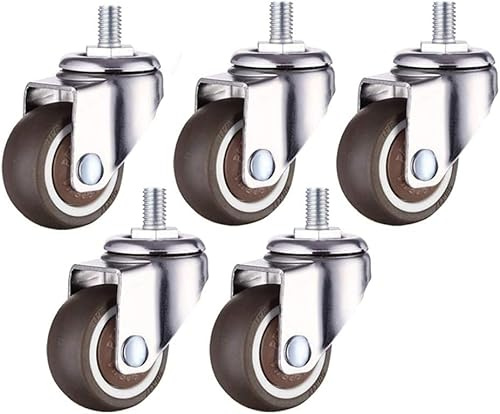 5 X Ruote in Gomma Universali Girevoli con Stelo Filettato, M10, 1,5 Pollici, 2 Pollici, Ruote Piroettanti Silenzioso Silenzioso per Mobili Sedia da Ufficio Ponteggio Culla, M10-thread-1.5inch