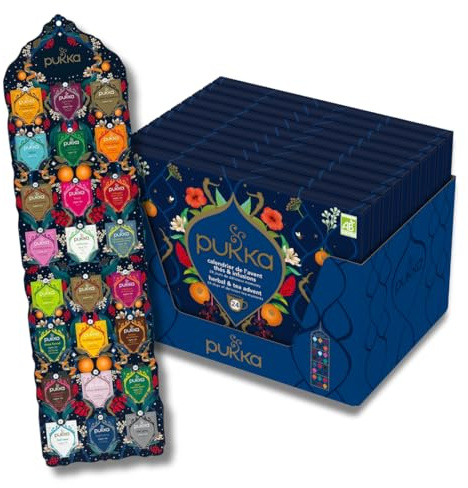 Pukka Pack de 10 Calendriers de l'Avent Thé Vert et Infusions, Idée cadeau pour Homme et Femme, Sélection de Thés Bio, Ingrédients Biologiques, 10x24 Sachets de Thé