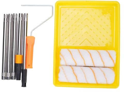 Aramox Multi Function Paint Roller Kit with Excellent Paint Retention for Cabinets Walls Floors, Extendable Pole Handle, 1.2m Length, Easy to Carry and Store