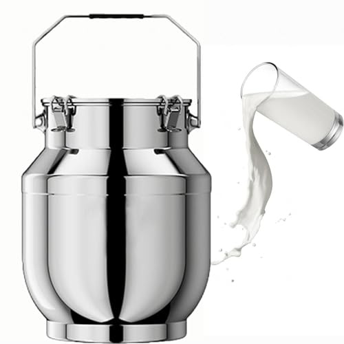 seau inox alimentaire 5 litres avec couvercle, pot a lait inox bidon pour Huile Et Aliments pour Stockage,capacity-10liter