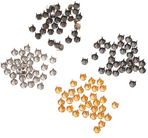 LIFKOME 120 Remaches Mini Redondos de Aleación 4 Mm, Tachuelas de Garra para Ropa de Muñecas Diy, Accesorios de Costura Multicolor (oro, Plata, Cobre, Negro) para Manualidades y