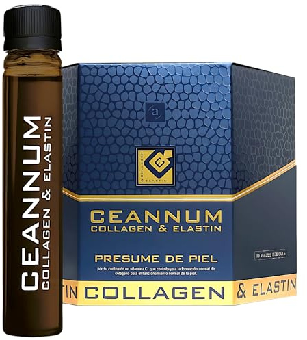Actafarma Ceannum 10 Viales - Tratamiento de Choque Antiedad con Colágeno y Elastina - Reduce Arrugas, Mejora la Firmeza y Elasticidad de la Piel - Con Vitamina C - Nutricosmética Avanzada