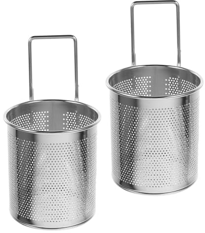 FELTECHELECTR Contenitori per Cottura Pasta Separata in Acciaio Inossidabile, 2 Pezzi, con Manico e Gancio, per Bollire e Friggere Noodles