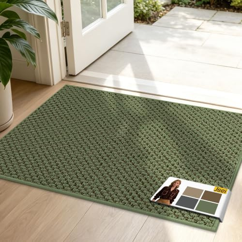 JSEI Fußmatte rutschfest Waschbar, Schmutzfangmatte, 50x80cm, Grün | Fußmatte rutschfest waschbar, Schmutzfangmatte für Eingang Flur Haustür