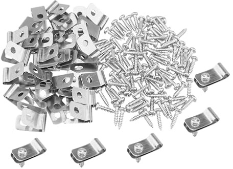 TIKODIDA Clips de Fixation pour Grillage Rigide, Lot de 100 en Aluminium Vis, Adaptés pour Cages d'animaux et Clôtures Agricoles sur Poteaux PVC