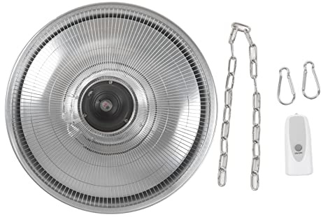 Torvex Chauffage de terrasse, chauffage de plafond suspendu avec télécommande, lumière LED, 2 réglages de chaleur, IP44 pour utilisation sur terrasse couverte