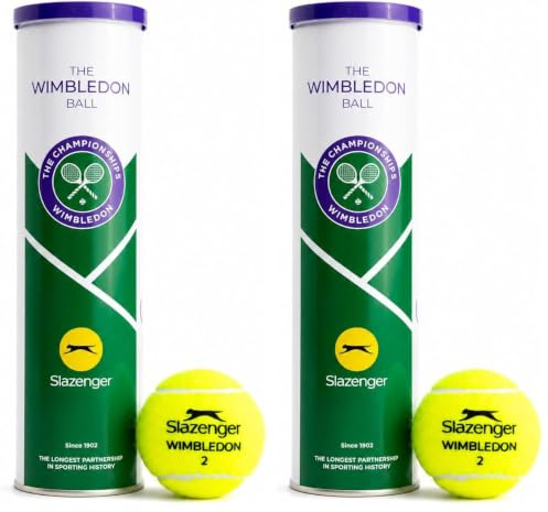 Slazenger Dunlop Wimbledon Tennisball, offizieller Wimbledon-Tennisball, ITF genehmigt, Metallbox (4 Bälle
