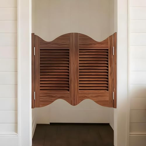 Holz Saloon Türen mit Scharnieren, Beidseitige Halbschwingtür für Küche Bar | Vielseitige Holzwand für Türen und Veranden, einfach zu installierende Tür(T,30 x 35.4in (WxH))