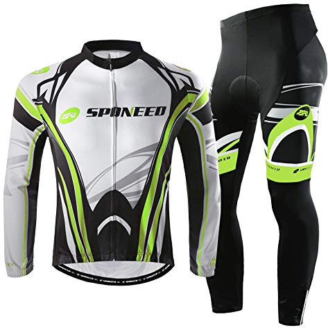 sponeed Cycling Pants for Men Mountain Leggings Bike Jersey Cloth Biking Shirt Bicycle Outfits Tights US M Green