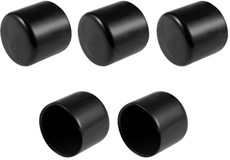 sourcing map 5pcs Rubber End Caps 35mm ID Vinyl Round Tube Bolt Cap Cover Screw Thread Protectors Black