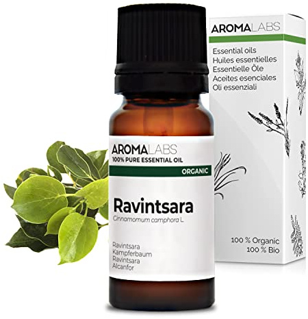 Ravintsara BIO (Cinnamomum camphora - QT cineol) - 10 mL - Aceite Esencial Quimiotipado y Certificado AB - Aroma Labs