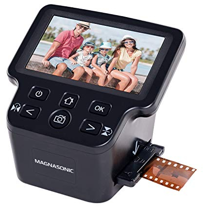 Magnasonic All-In-One 24MP Film Scanner with Large 5 Display & HDMI, Converts 35mm/126/110/Super 8 Film & 135/126/110 Slides into Digital Photos, Built-in Memory (FS71)