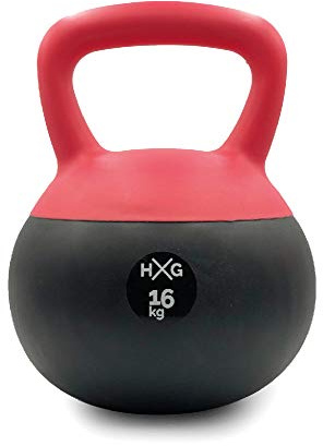 HxG.Pesa Rusa o Pesa Kettlebell 16kg, PVC rellena de fina arena de acero, ideal para ejercicios y entrenamientos de musculación o crosstraining. Tu casa es tu gimnasio.