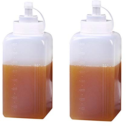 XKONG Large Caliber Squeeze Bottle, Square Sauce Bottle, 800ML Jam Tomato Salad Sauce Dispenser (2 Pcs)