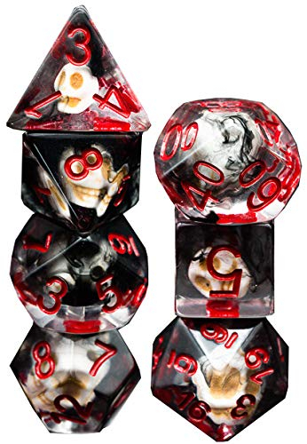 World of Dice Totenkopf Würfel - 7tlg. Pen and Paper Würfel Starterset, für Dungeons and Dragons und mehr