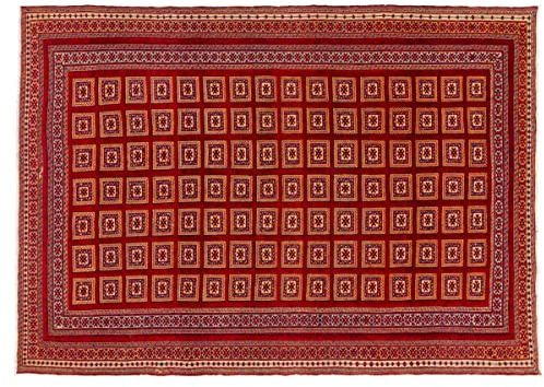 RUG PRINCE Afghan Kelim Bakhtiari Teppich 200x300 Handgewebt Rot Feldmuster d