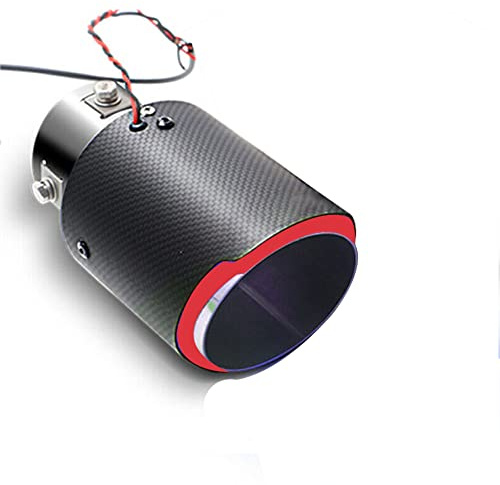 iSpchen Auspuffblende Auspuff Endrohr Kohlefaser Endrohrblende Auspuffblenden Endrohr Schalldämpfer Auspuffendrohr mit LED-Licht für 55mm Durchmesser Auspuffrohr