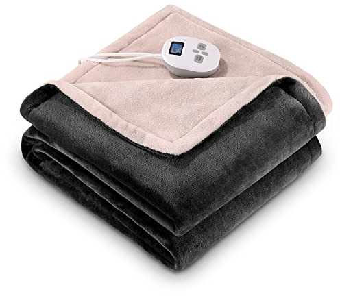 CURECURE Grande Coperta Termica 150 x 200 cm Riscaldamento Rapido, Grande e Morbida in Flanella con 1-10 ore di Spegnimento Automatico e 4 Livelli di Calore, Lavabile in Lavatrice
