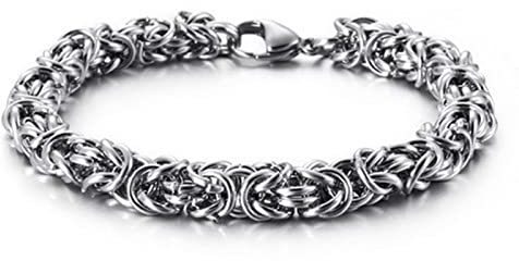 Bishilin Armbänder Edelstahl Silber, Armband Herren 20.5CM Königsarmband Breit 7MM mit Karabinerverschluss Freundschaftsarmband Partnerarmbänder Männer Jugend