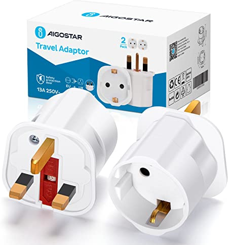 UK Steckdose Reiseadapter England Deutschland Stecker, Stromadapter Reisestecker Schuko EU zu UK Adapter Weiß