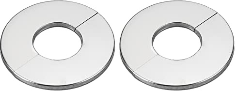Wandgeteilte Flansch-Rohrabdeckungen Chrom, Abflussrohrabdeckung Rohr Snug Edelstahl Runde Rosette für Durchmesser Rohr, 2 Stück Heizkörperrohrmanschetten, Silber (50 mm)