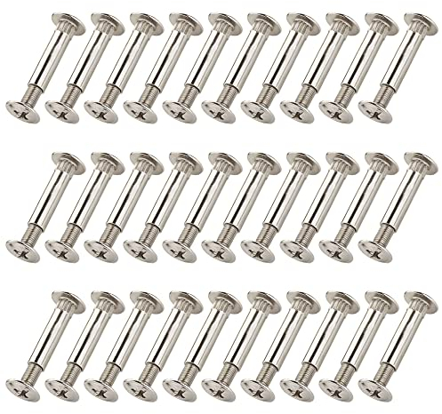 HAOBIN 30 StüCk M6 Furniture Connector Screw Sleeve Screws Furniture Screws With Sleeve Cabinet Connector Connecting Screws Furniture Thread Connecting Screw Befestigungsschrauben Zur MöBelbefestigung