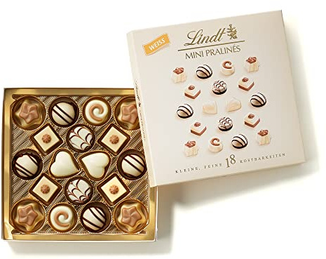Lindt Schokolade - Weiße Mini Pralinés | 90 g | Pralinen-Schachtel 18 Pralinen in 6 köstlichen Sorten | Pralinengeschenk | Schokoladengeschenk