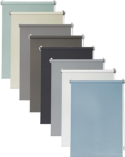 Deco4Me Seitenzugrollo (80 x 160 cm, Hellblau) - Blickdicht & lichtdurchlässig - werkzeugfreie Montage ohne Bohren - Jalousien & Rollos für Fenster - Tageslichtrollo, Klemmrollo (Stoffbreite 76 cm)