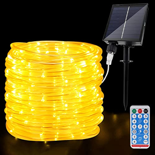 JIMACRO Outdoor Solar LED Lichtschlauch, IP65 Wasserdicht Solar Lichterkette Außen 20m 200LEDs Solar Deko Lichter mit 8 Beleuchtungsmodi für Garten Baum Party Weihnachtsdekoration