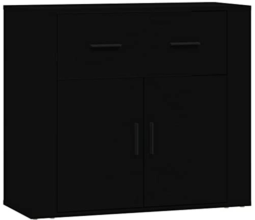 vidaXL Sideboard Schrank Anrichte Beistellschrank Kommode Mehrzweckschrank Standschrank Wohnzimmerschrank Schwarz 80x33x70cm Holzwerkstoff