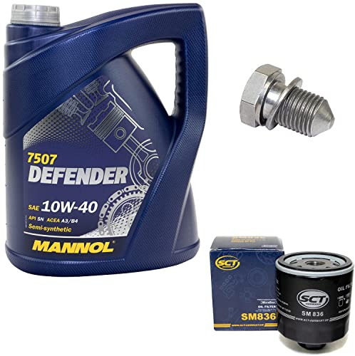 Motoröl Set 10W40 5 Liter + Ölfilter SM836 + Ölablassschraube 48871