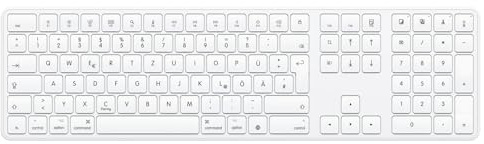OMOTON Mac-Bluetooth-Tastatur, Kabellose Magic Keyboard für Apple MacBook Pro/Air, iMac, iMac Pro, Mac mini, AAA Batteriebetrieben, Volle Größe (Weiß)