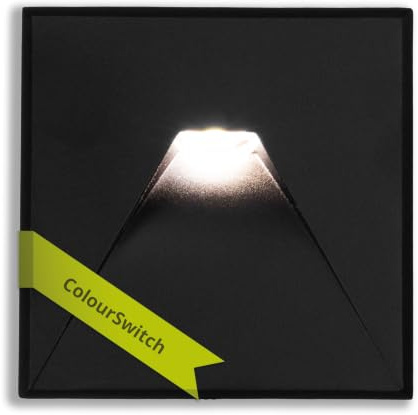 INNOVATE LED Einbaustrahler 230V IP44 Eckig-Kegel ColourSwitch Schwarz | Treppenbeleuchtung Wandleuchte Innen & LED Strahler Außen I Indirekte Beleuchtung Unterputzdose Garten Terrasse Treppe