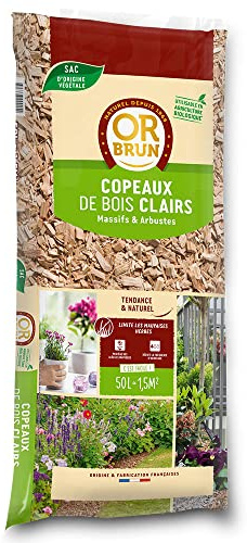 Copeaux de bois clair - 50L - Paillage - Or Brun