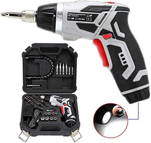 Samnuerly Destornillador eléctrico Recargable, Taladro inalámbrico, 4 V, Juego de Destornilladores eléctricos de 46 Piezas con Estuche de Transporte, 220 V