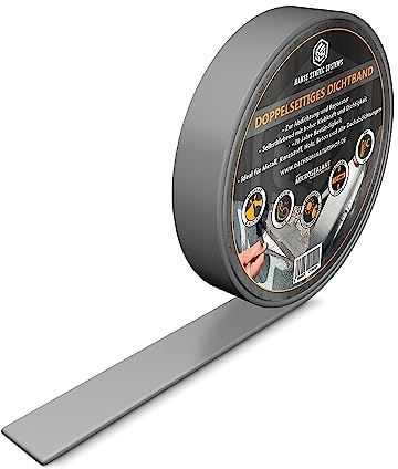 HSS Doppelseitiges Dichtband grau, wasserdichtes Dichtungsband, extreme Haftung, Alterungs - und UV - beständig. Silikonersatz und Versiegelung von Dachbahnen (2,5cm Breite / 5m Länge)