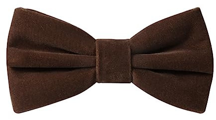 HOULIFE Nœud papillon réglable en velours pour homme - Nœud papillon uni avec papillons - Pour marié - Avec boîte cadeau, marron, 12x7cm