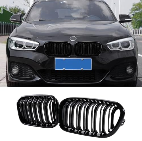 Hengjiayao Calandre F20 F21 Pour BMW Série 1 F20 F21 Grille 2015 2016 2017 2018 Noir Brillant Double Lattes(For 1er F20 2015-2018)