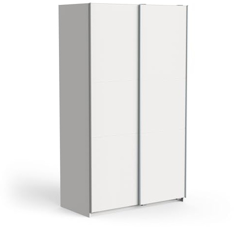 Demeyere 190001 Porta Scorrevole con Armadio Moderno, Colore Bianco Opaco e Finiture in Metallo, 116.5 x 59.8 x 203 cm, Legno Ingegnerizzato, Grigio