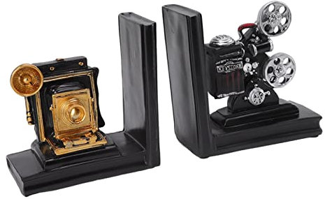 Kuuleyn Vintage-Buchstützen, Kamera-Filmprojektor-Buchstützen, EIN Paar Regal-Buchstützen, Filmprojektor-Design, Harz-Buchstützen-Dekoration Für Das Arbeitszimmer, Das Heimbüro