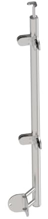 Sellon24® Edelstahl Geländerpfosten Eckpfosten 90 Grad Ø42,4 Bauhöhe 1000mm mit 4x Glasklemmen 63x45mm vorgesetzt Geländer V2A (A-BR100-4G90-out) (Glasstärke: 8,0mm)