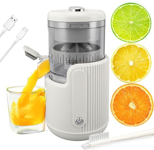 Electric Citrus Juicer, Portable Orange Squeezer & Presser, Rechargeable Juicer Machine for All Size Fruits Easy to Clean, Extract Orange, Apple, Pear, Grape, Lemon, Watermelon