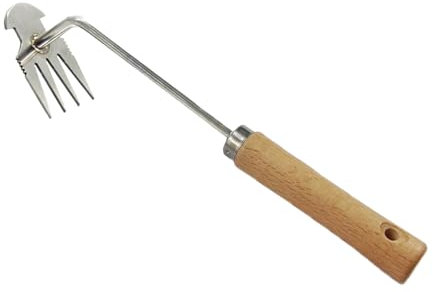 EVAYangSG 4-Teeth Uprooting Dandelion Weed Remover Tool, Garden Root Remover, Defoliating and Sowing, Wood Handle