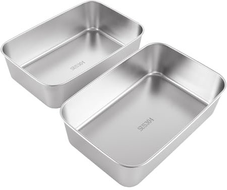 ASelected 2pack Non-Stick Loaf Tin, Stainless Steel 2lb Bread Loaf Pan Rectangular Cake Tin Mould for Baking Banana Bread, Meatloaf, Lasagna, Dishwasher Safe, 23×15×6cm